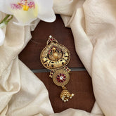 Premium Peacock Jada Billai-Bun Billai-Red-Pearls-G13105